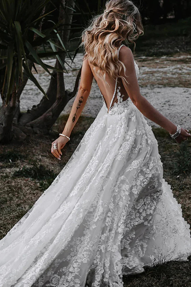 Wedding Dress A-Line Lace with Appliques