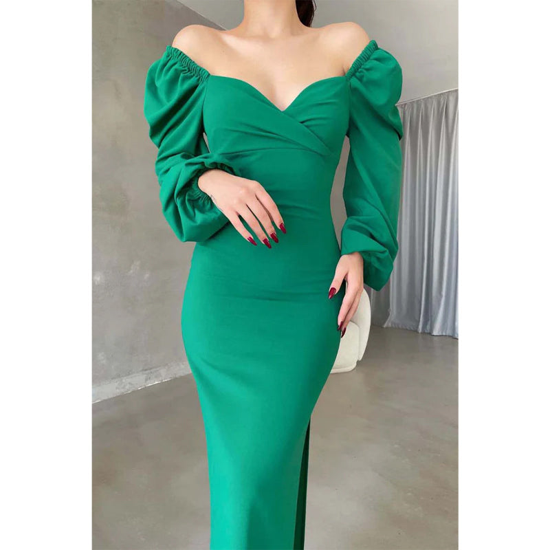 Simple Sheath Sweetheart Long Sleeves Long Prom Dress