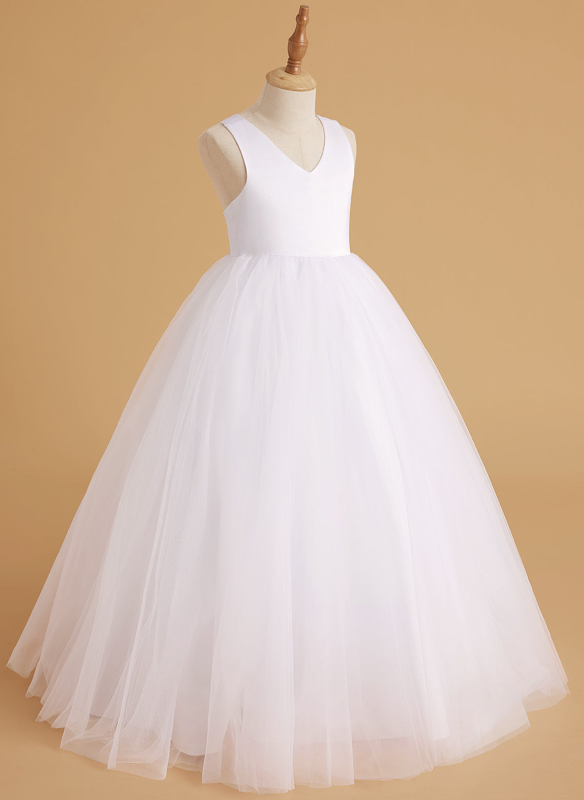 Timeless A-Line Sleeveless Satin and Tulle Flower Girl Dress