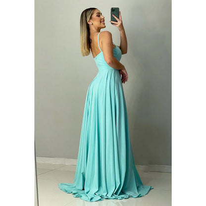 Spaghetti Straps Sweetheart Long Bridesmaid Dress Formal Gown