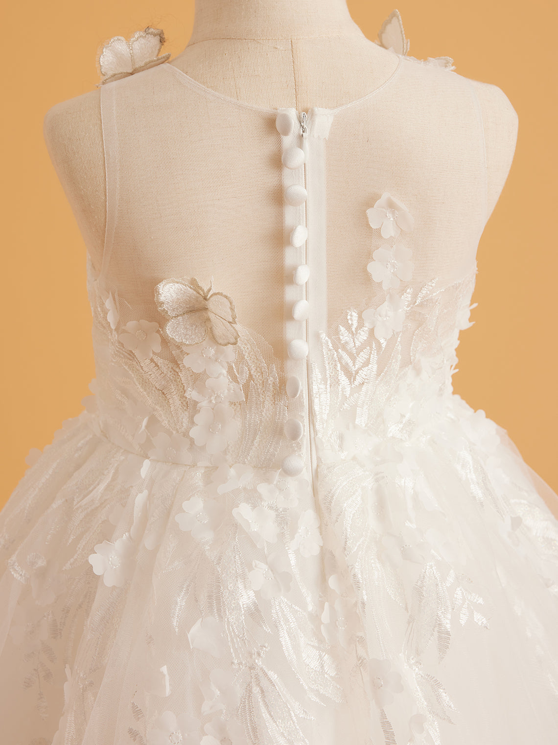 Lace Tulle Sweep Train Ivory Dress (2003227822)