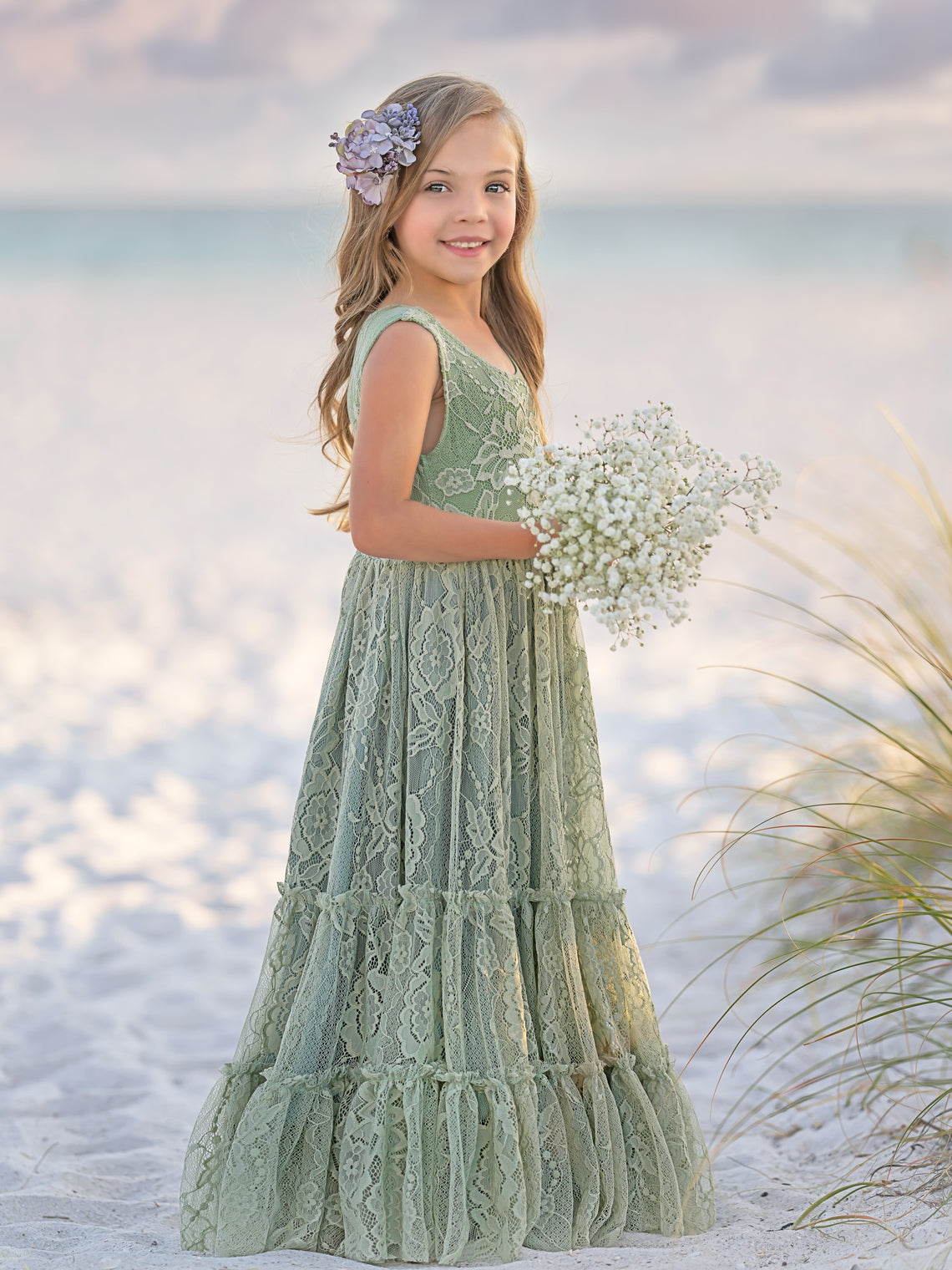 Lace Floor-length Green Dress (2003227904)