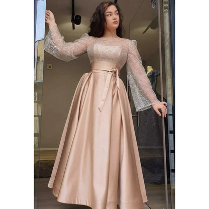 Gorgeous & Charming Long Sprkly Sleeves A-line Formal Party Prom Dress