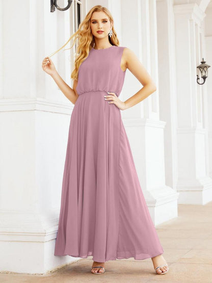 Numbersea Sleeveless Long Bridesmaid Dress A line Formal Evening Prom Gown 28025-numbersea