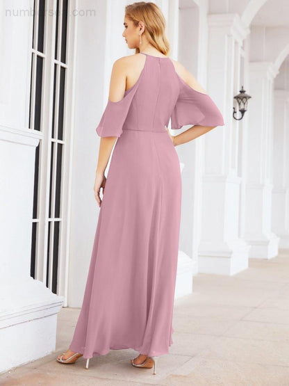 Numbersea Cold Shoulder Bridesmaid Dresses A-Line Long Formal Evening Gowns 28074-numbersea