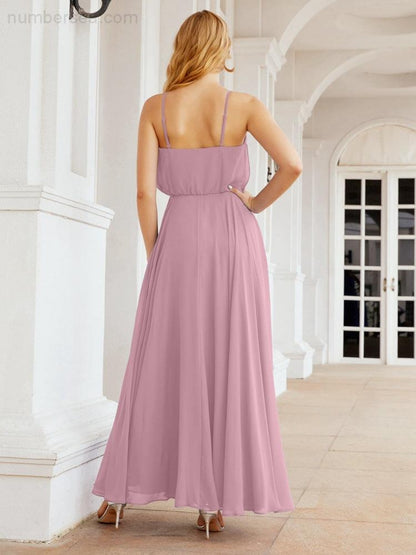 Numbersea Halter Long Bridesmaid Dresses Formal A line Juniors Dress 28029-numbersea