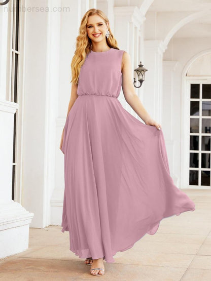 Numbersea Sleeveless Long Bridesmaid Dress A line Formal Evening Prom Gown 28025-numbersea