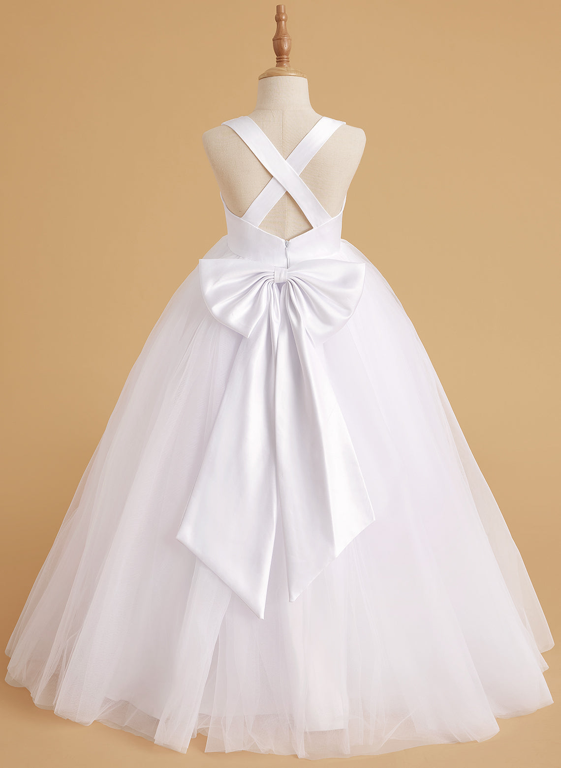 Timeless A-Line Sleeveless Satin and Tulle Flower Girl Dress