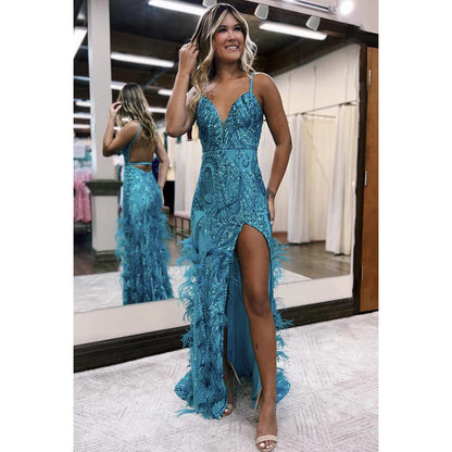 Glamorous & Dramatic Trumpet/Mermaid V-neck Straps Evening Party Prom Dress