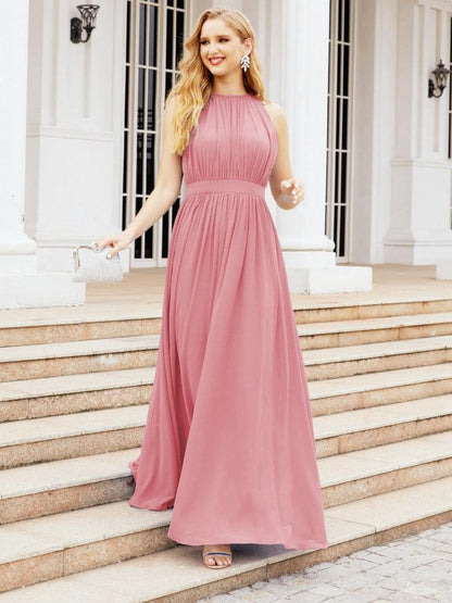 Numbersea Halter Bridesmaid Dress Empire Waist Formal Evening Prom Gown for Mother of The Bride 28030-numbersea