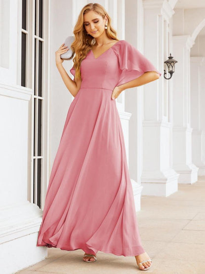 Numbersea Bridesmaid Dresses for Wedding Formal Evening Party Prom Gown with Cape 28050-numbersea