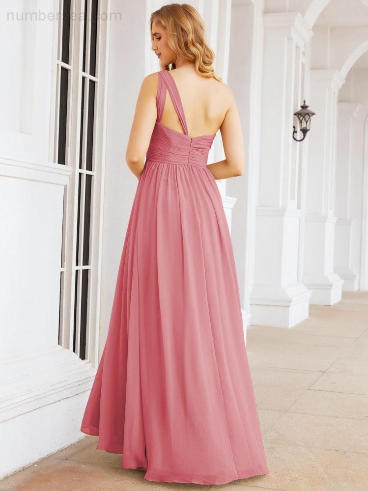 Numbersea One Shoulder Bridesmaid Dresses Long Maxi Formal Evening Party Prom Gowns 28061-numbersea