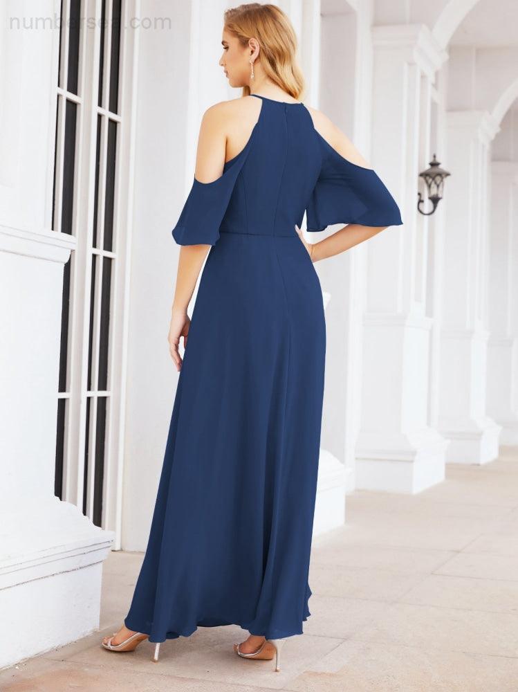 Numbersea Cold Shoulder Bridesmaid Dresses A-Line Long Formal Evening Gowns 28074-numbersea