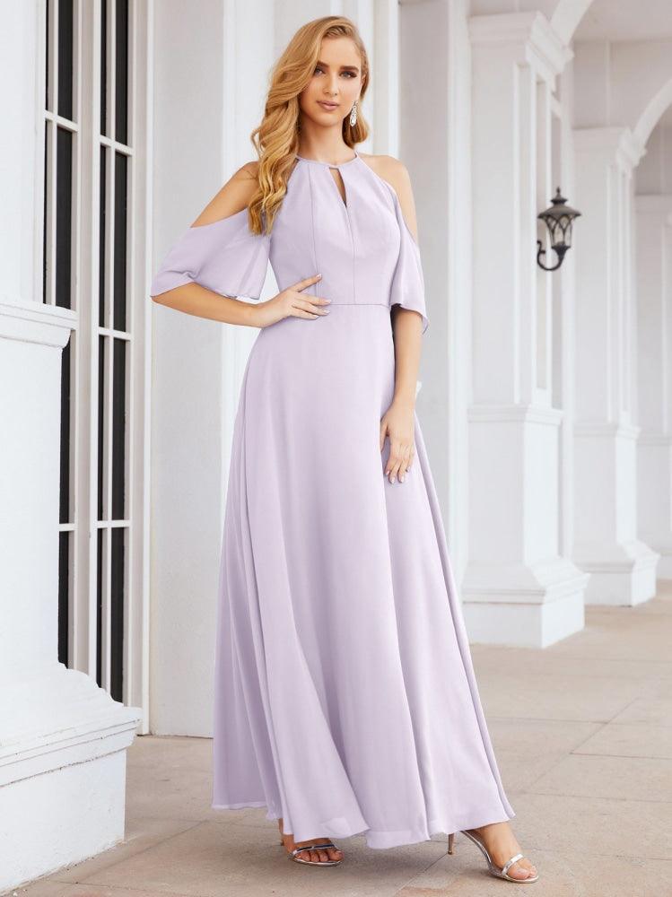 Numbersea Cold Shoulder Bridesmaid Dresses A-Line Long Formal Evening Gowns 28074-numbersea