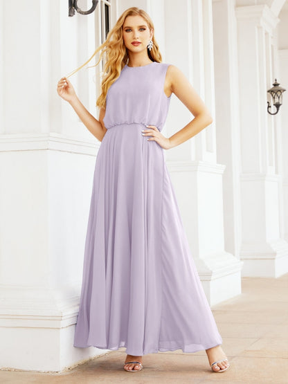 Numbersea Sleeveless Long Bridesmaid Dress A line Formal Evening Prom Gown 28025-numbersea