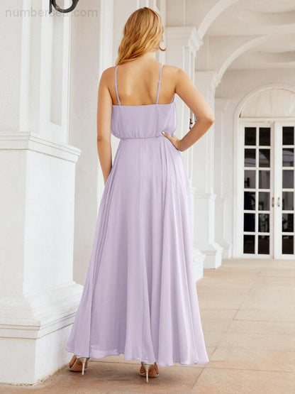 Numbersea Halter Long Bridesmaid Dresses Formal A line Juniors Dress 28029-numbersea