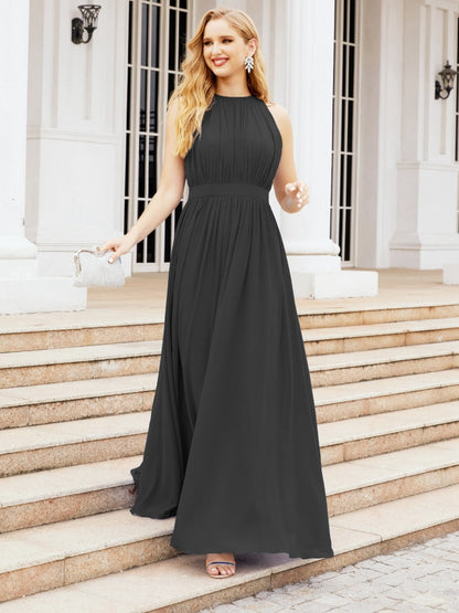 Numbersea Halter Bridesmaid Dress Empire Waist Formal Evening Prom Gown for Mother of The Bride 28030-numbersea