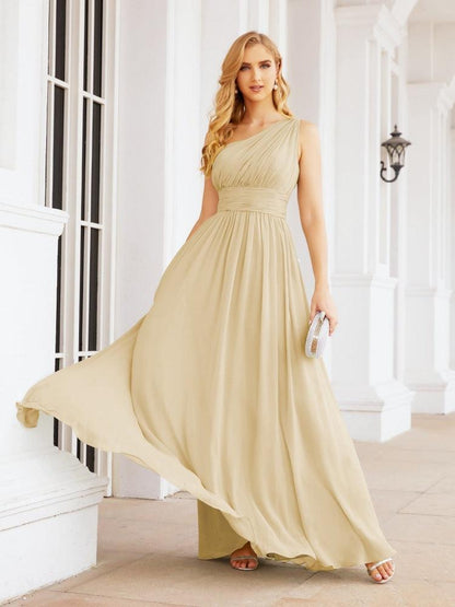 Numbersea One Shoulder Bridesmaid Dresses Long Maxi Formal Evening Party Prom Gowns 28061-numbersea