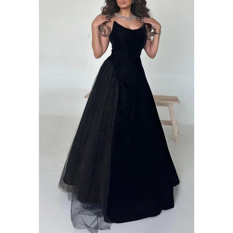 Sleeveless A-line Party Prom Evening Dress