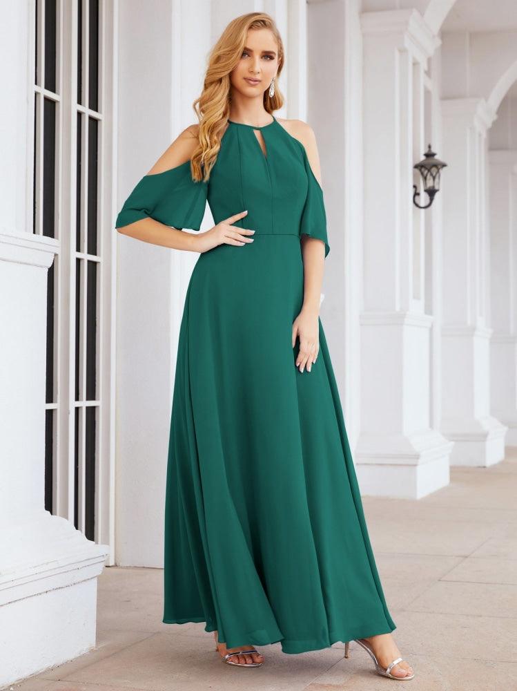 Numbersea Cold Shoulder Bridesmaid Dresses A-Line Long Formal Evening Gowns 28074-numbersea