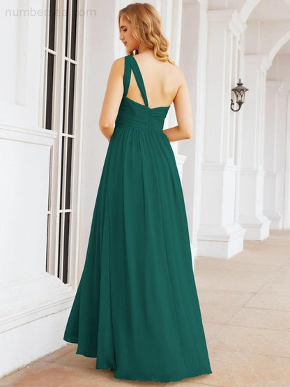 Numbersea One Shoulder Bridesmaid Dresses Long Maxi Formal Evening Party Prom Gowns 28061-numbersea