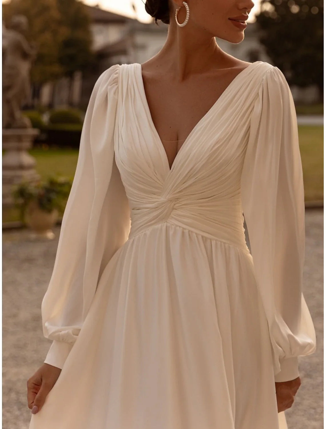 Numbersea Wedding Dresses  A-Line Camisole Sleeveless Tea Length Chiffon Bridal Gowns With Pleats Simple Dresses