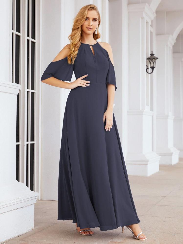 Numbersea Cold Shoulder Bridesmaid Dresses A-Line Long Formal Evening Gowns 28074-numbersea