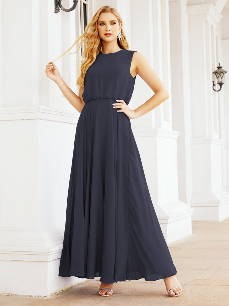 Numbersea Sleeveless Long Bridesmaid Dress A line Formal Evening Prom Gown 28025-numbersea