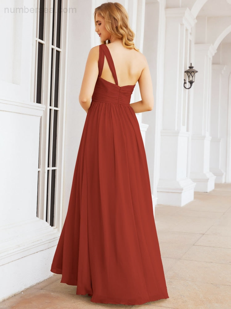 Numbersea One Shoulder Bridesmaid Dresses Long Maxi Formal Evening Party Prom Gowns 28061-numbersea