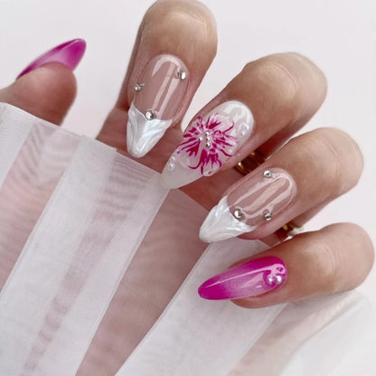 Pink White 3D Nails