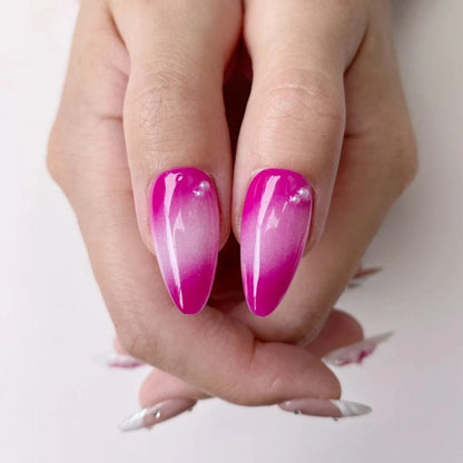 Pink White 3D Nails