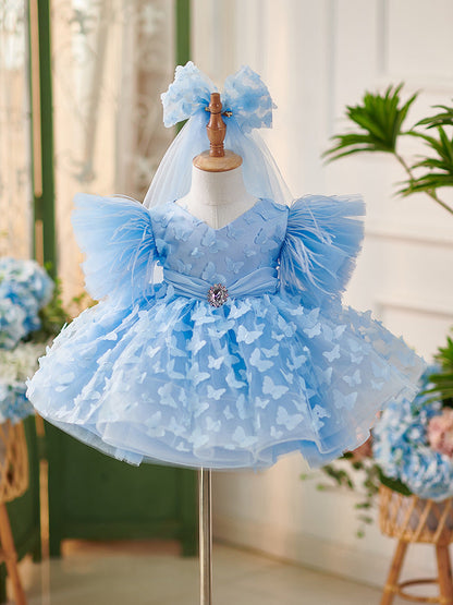 Tulle Knee-length Birthday Party Baby Girl Dress