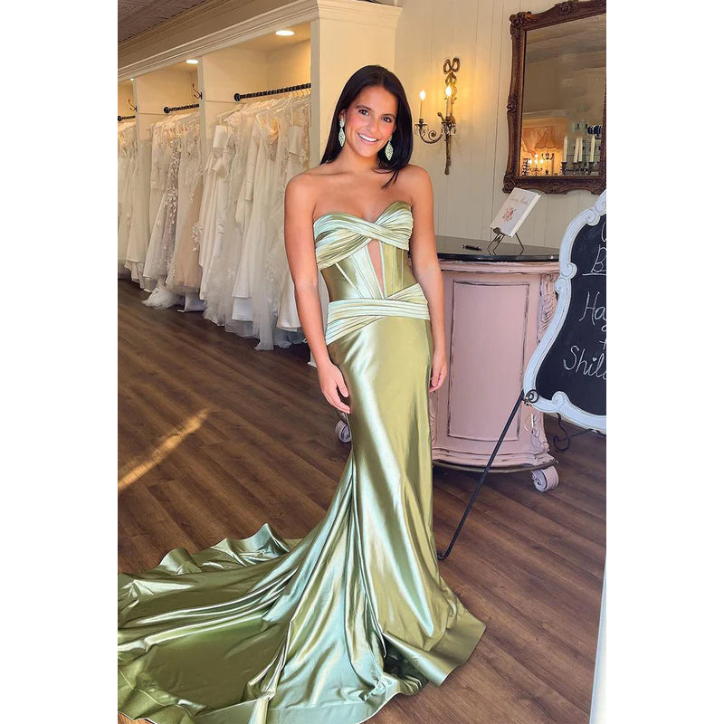 Elegant & Luxurious Off-Shoulder Sleeveless Mermaid Ruched Party Prom Dress