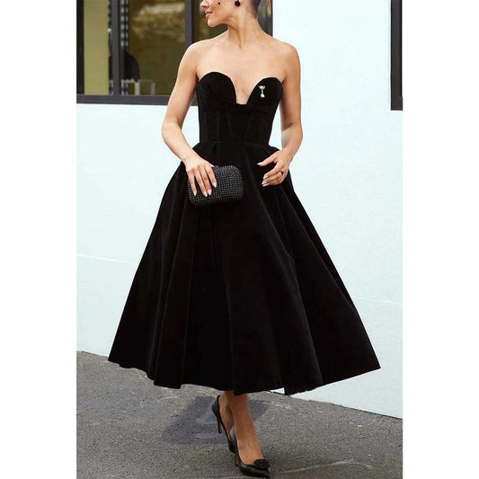 Elegant A-line Strapless Sleeveless Empire Party Prom Evening Dress