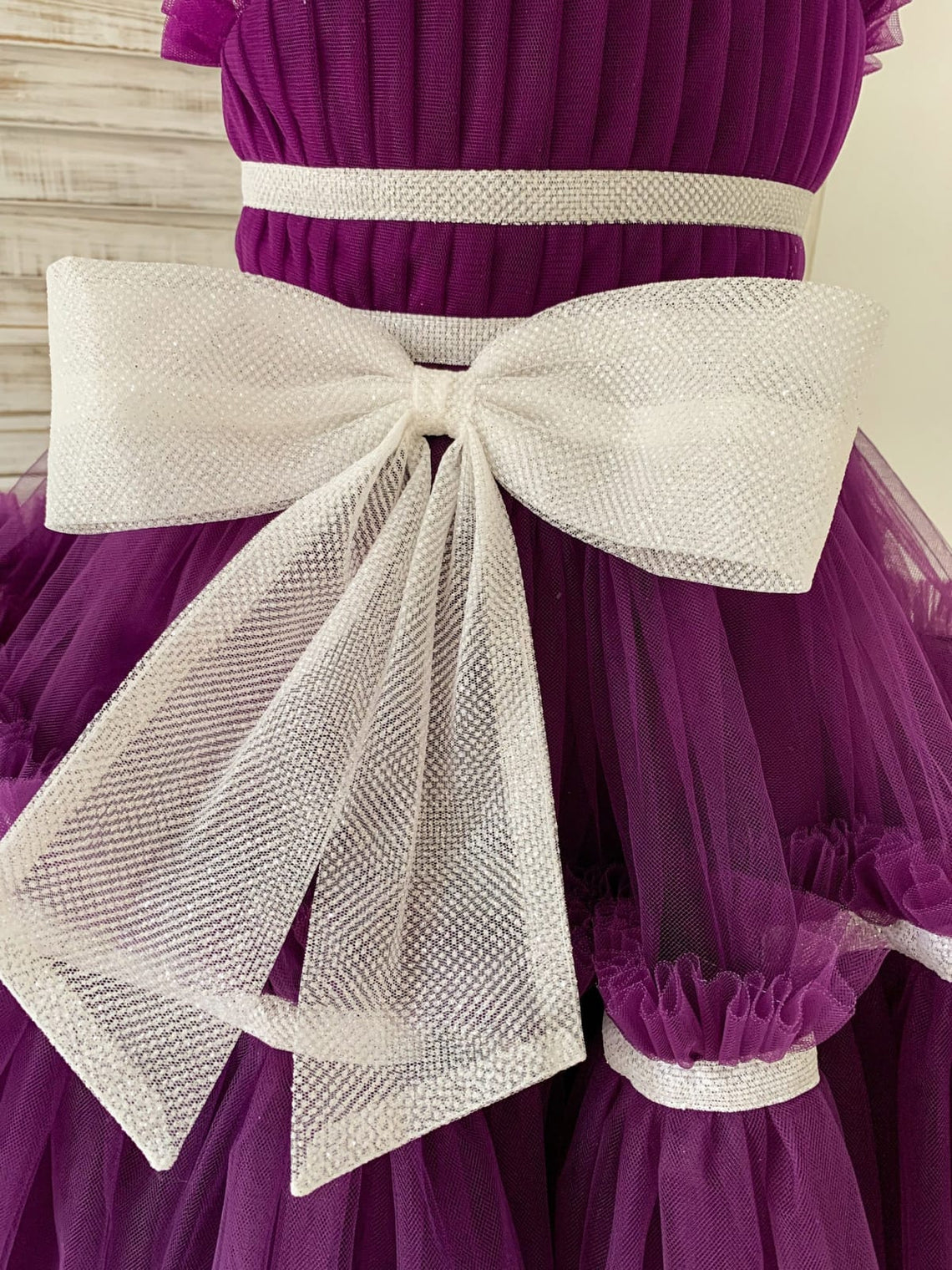 Tulle Tea-length Purple Dress (2003227603)