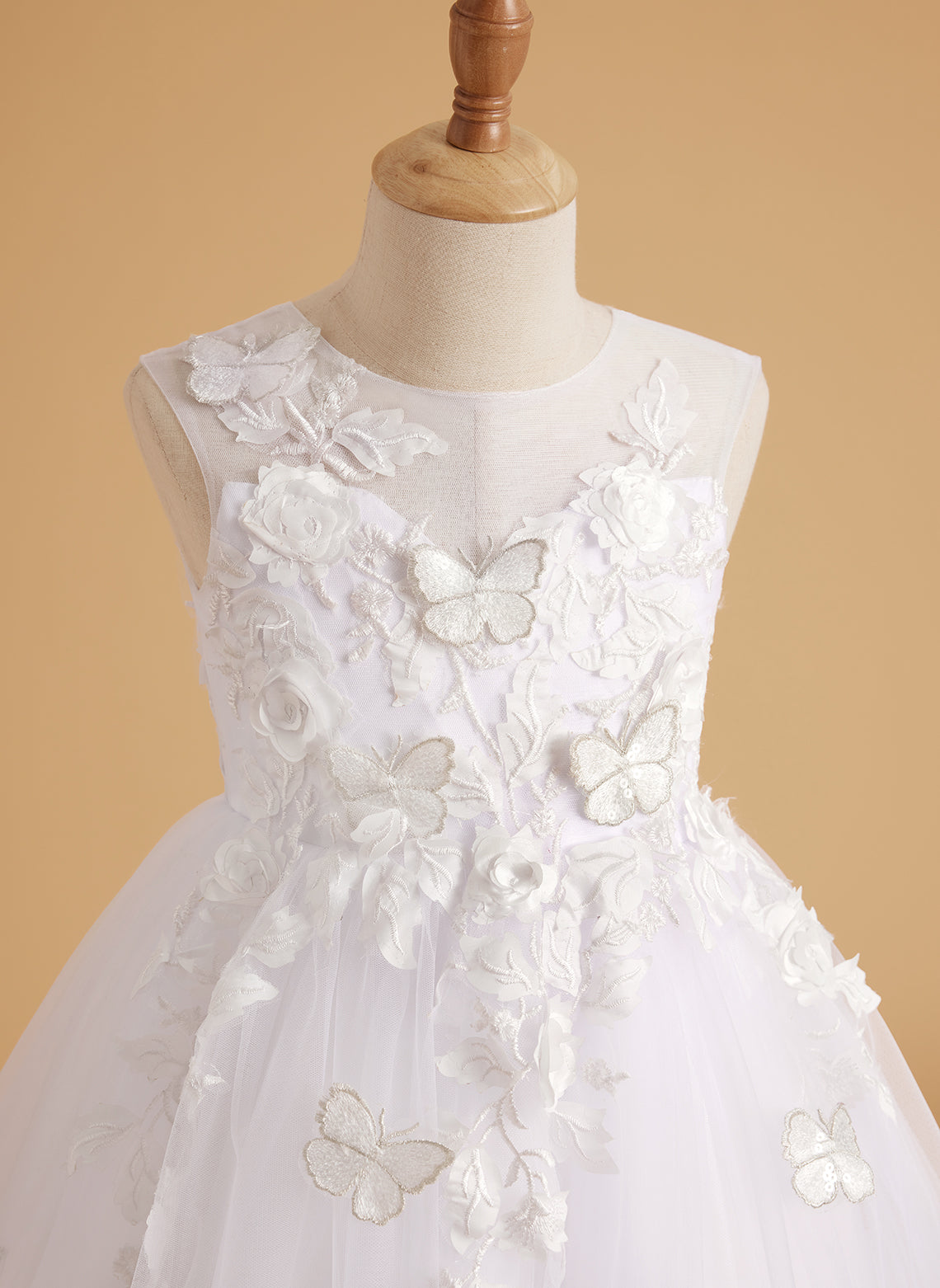 Serenity Princess Ball Gown with Lace Appliques and Butterfly Embellishments