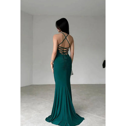 Simple & Casual Sheath/Column Criss-Cross Straps Square Sexy Party Prom Dress