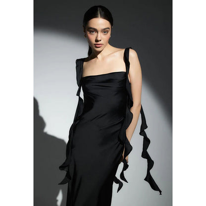 Simple & Casual Straps Square Open-Back Sheath Evening Party Prom Dress