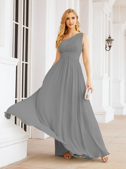 Numbersea One Shoulder Bridesmaid Dresses Long Maxi Formal Evening Party Prom Gowns 28061-numbersea