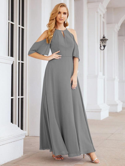 Numbersea Cold Shoulder Bridesmaid Dresses A-Line Long Formal Evening Gowns 28074-numbersea