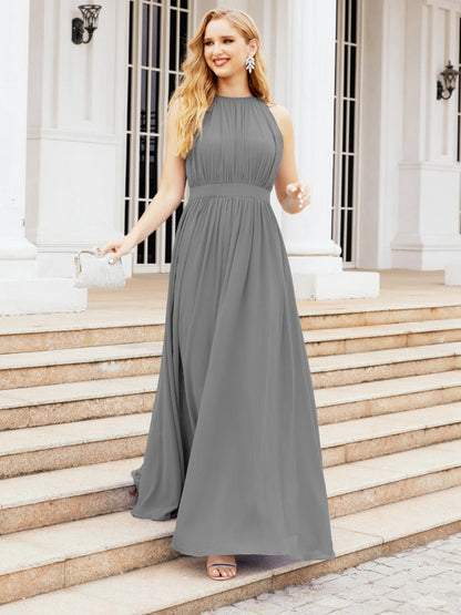 Numbersea Halter Bridesmaid Dress Empire Waist Formal Evening Prom Gown for Mother of The Bride 28030-numbersea