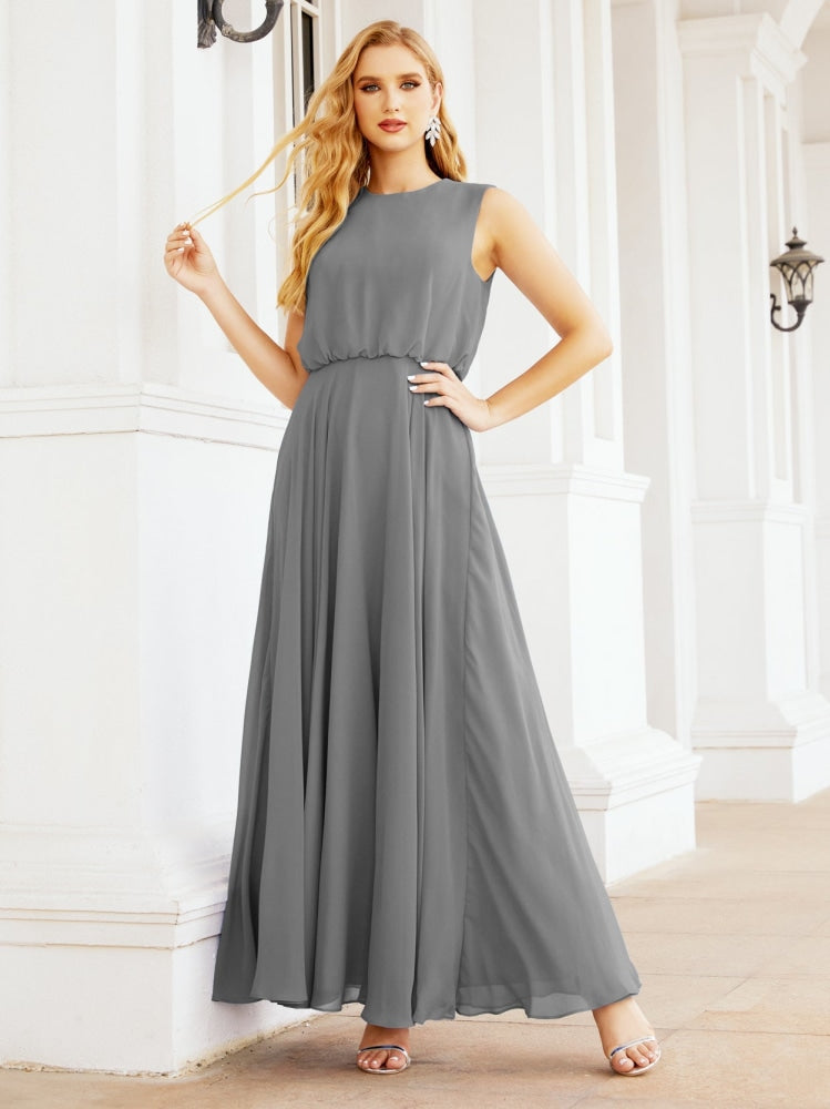 Numbersea Sleeveless Long Bridesmaid Dress A line Formal Evening Prom Gown 28025-numbersea