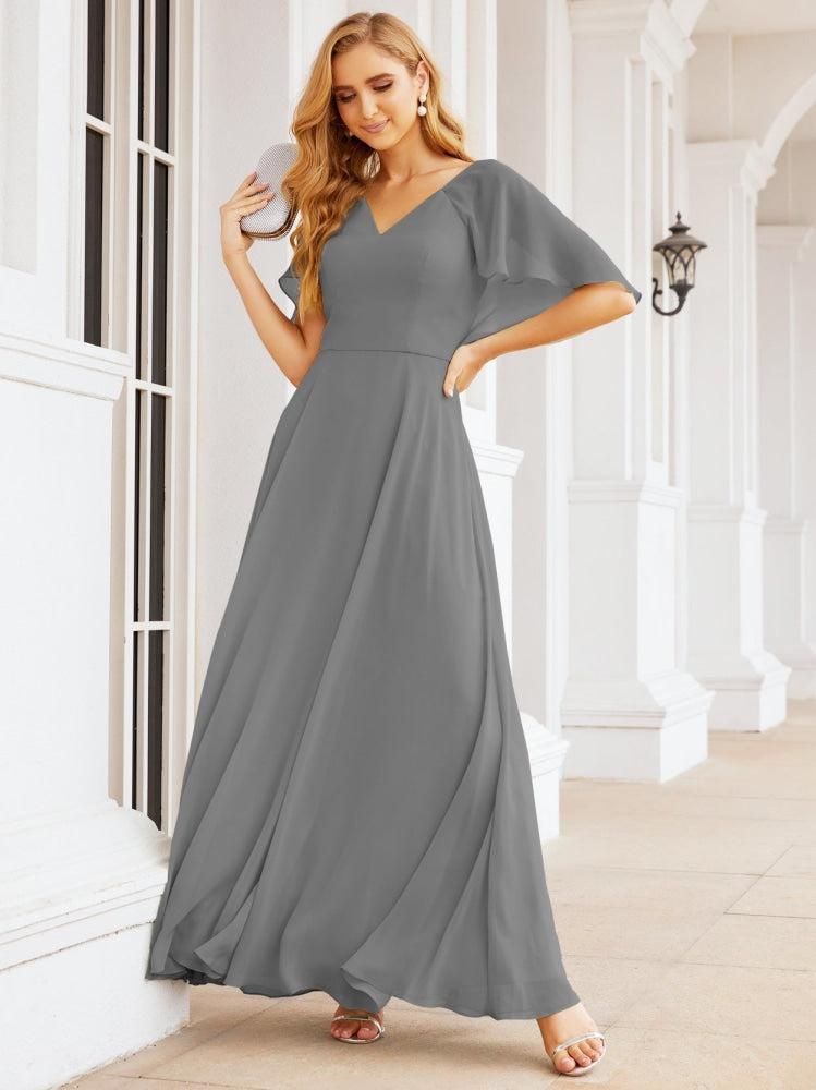 Numbersea Bridesmaid Dresses for Wedding Formal Evening Party Prom Gown with Cape 28050-numbersea