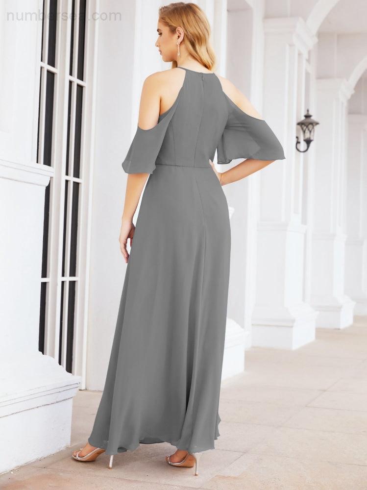 Numbersea Cold Shoulder Bridesmaid Dresses A-Line Long Formal Evening Gowns 28074-numbersea