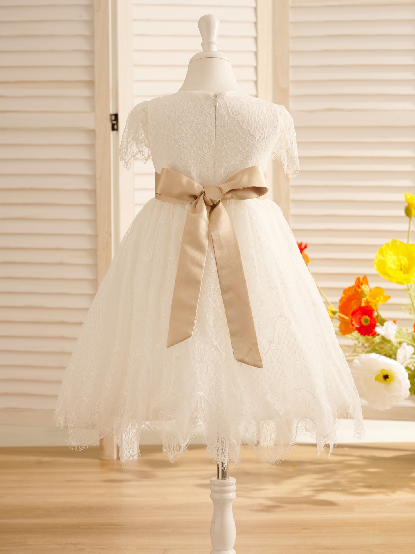 Lace Ivory First Communion Flower Girl Dress