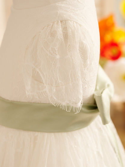 Lace Ivory First Communion Flower Girl Dress