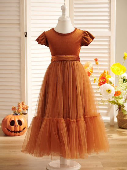 Velvet Floor-length Winter Flower Girl Dress