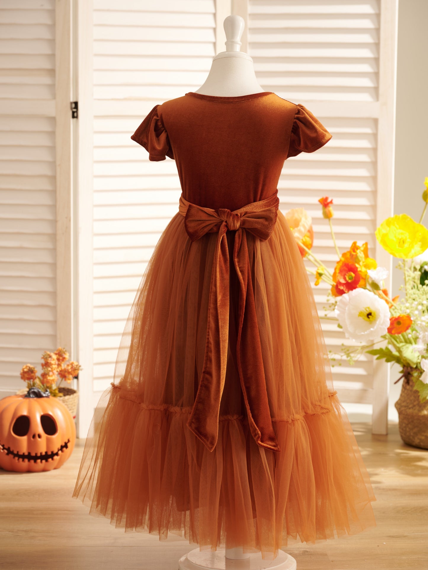 Velvet Floor-length Winter Flower Girl Dress