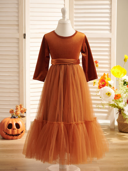 Velvet Ankle-length Winter Flower Girl Dress