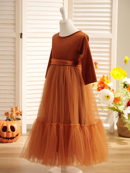 Velvet Ankle-length Winter Flower Girl Dress